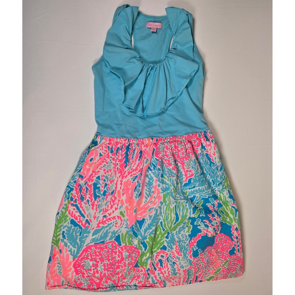 Lilly Pulitzer Lets Cha Cha Danita Racerback Sleeveless Ocean Print Mini Dress S